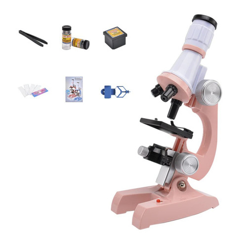 JUIYU Microscope Accessories Kit Microscope 1200X Lab LED Biological Microscope Microscope Slides (Color : Pink with Clip)