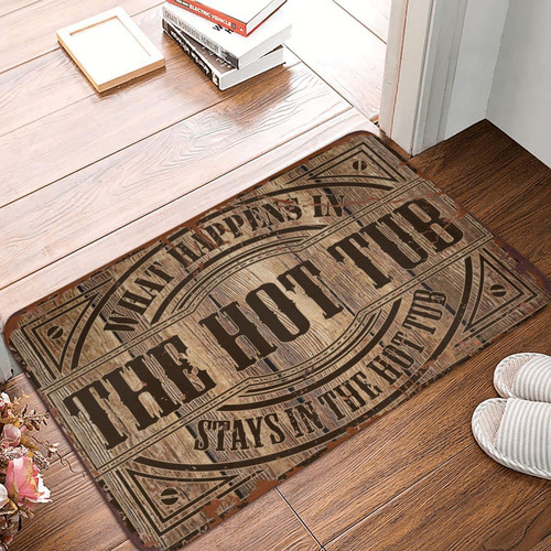 gaeruite Layered Door Mats Outdoor What Happens in The Hot Tub Stays in The Hot Tub Doormat Grandma Gifts (Size : 24 * 36IN/65 * 90CM)