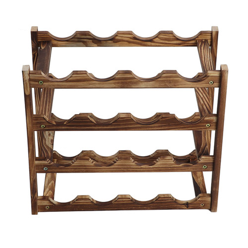 Tyenaza Wine Rack, Pine Wood Countertop Wine Storage Cabinet Shelf Wine Bottle Display Organizer Bottle Wine Rack Decor for Pantry Home(4 Layer 16 Bottles)
