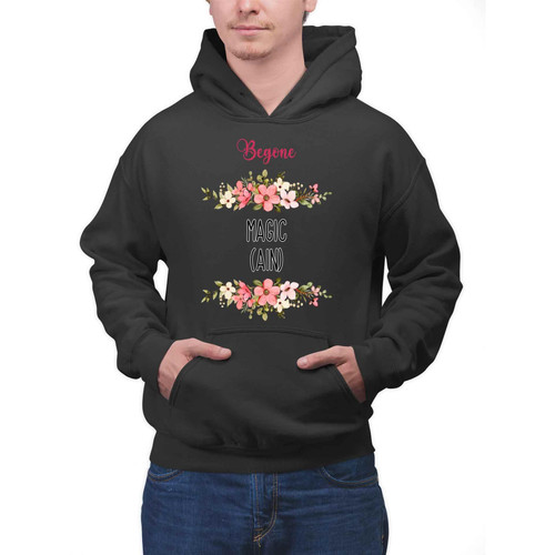 Magical Wizard Fans Gift for Kids - Begone Cute Wizard with Broom Design Pullover Hoodie
