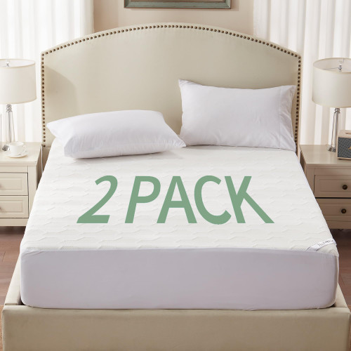 2 Pack Queen Size Waterproof Mattress Protector, Bamboo Cooling Mattress Pad Cover 3D Air Fabric, Breathable Noiseless Bed Mattress Pad Fitted with Deep Pocket 8"- 21" Machine Washable 2 Pack Queen Size Waterproof Mattress Protector, Bamboo Cooling Mattress Pad Cover 3D Air Fabric, Breathable Noiseless Bed Mattress Pad Fitted with Deep Pocket 8"- 21" Machine Washable