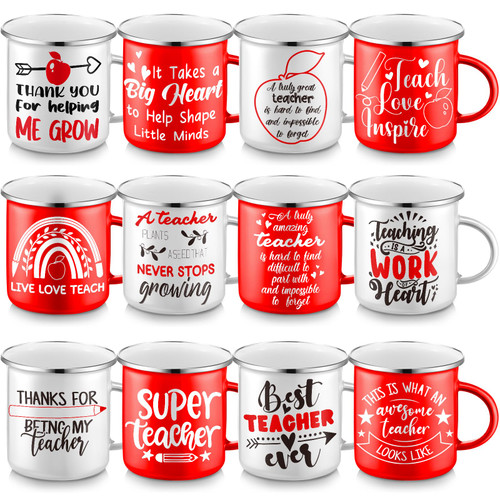 Lallisa 12 Pcs Teacher Gifts Mug Bulk, 12 oz Enamel Coffee Mug with Quotes, Teacher Coffee Cup, Teacher Appreciation Gifts for Teachers, Retirement, Birthday, Thanksgiving, Christmas Lallisa 12 Pcs Teacher Gifts Mug Bulk, 12 oz Enamel Coffee Mug with Quotes, Teacher Coffee Cup, Teacher Appreciation Gifts for Teachers, Retirement, Birthday, Thanksgiving, Christmas