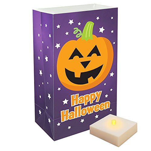 Lumabase 77906 6 Count Pumpkin Battery Operated Luminaria Kit with Timer