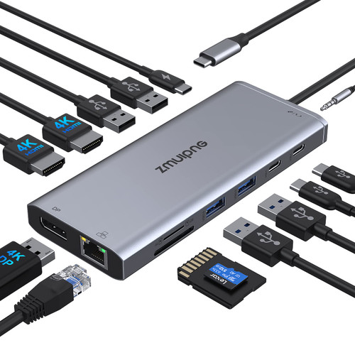 USB C Docking Station Dual Monitor HDMI for Dell HP, USB C Hub HDMI Adapter Docking Station 3 Monitors Thunderbolt 3 to 2 HDMI 4K,DP,Ethernet,6 USB,PD,SD/TF, Audio, Laptop Docking Station for Surface USB C Docking Station Dual Monitor HDMI for Dell HP, USB C Hub HDMI Adapter Docking Station 3 Monitors Thunderbolt 3 to 2 HDMI 4K,DP,Ethernet,6 USB,PD,SD/TF, Audio, Laptop Docking Station for Surface