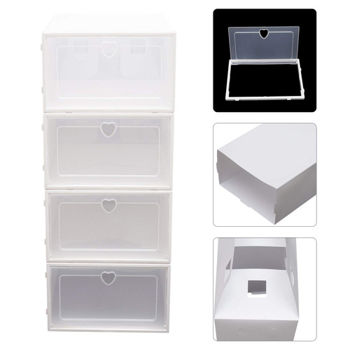 WDZCZDoo 20 Pack Shoe Storage Boxes, Clear Plastic Stackable Foldable Shoe Organizer Bins, Drawer Type Front Opening Shoe Sneaker Holder Containers
