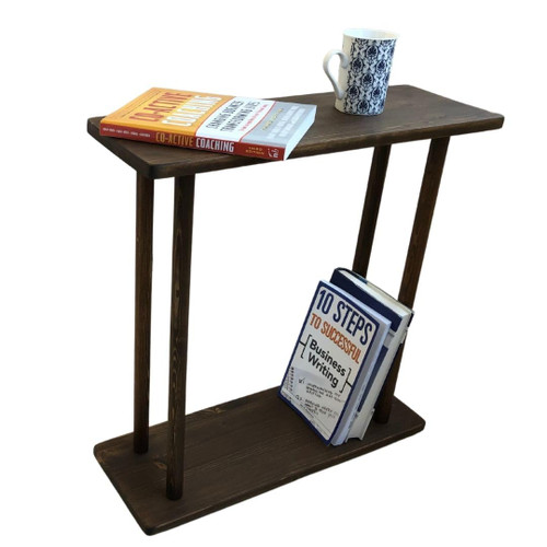 GENESIS WOODESIGN Rectangular Solid Wood Narrow Side Table, Skinny Bedside Table, Small End Table (Large)