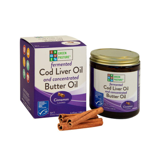 Green Pasture Butter Oil/Fermented Cod Liver Oil Blended Gel - 6.4 oz.- Vitamin A & D- EPA - DHA - Omega Fatty Acids (Cinnamon) (Cinnamon)