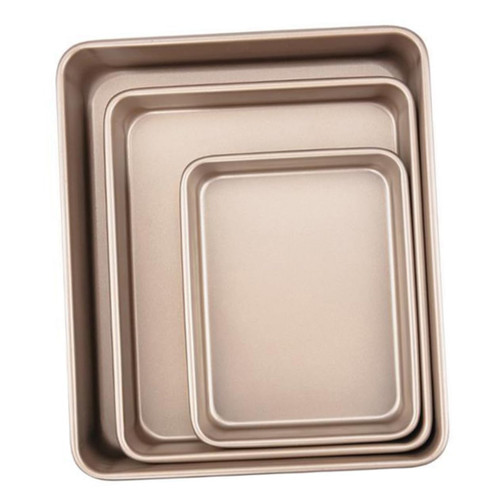 3pcs Oven Baking Tray Pizza Plate Cupcake Pan Cake Baking Tray Cookie Baking Pan Baking Bread Pan Oven Cake Pan Rectangular Cake Mold Chiffon Container Carbon Steel To Bake