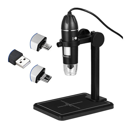 Microscope Accessories kit Slide Preparation camer 1600X Digital Microscope 8 LEDs 2MP Electronic Microscope with Lift Stand Microscope Accessories (Color : 1600x Black Stand)