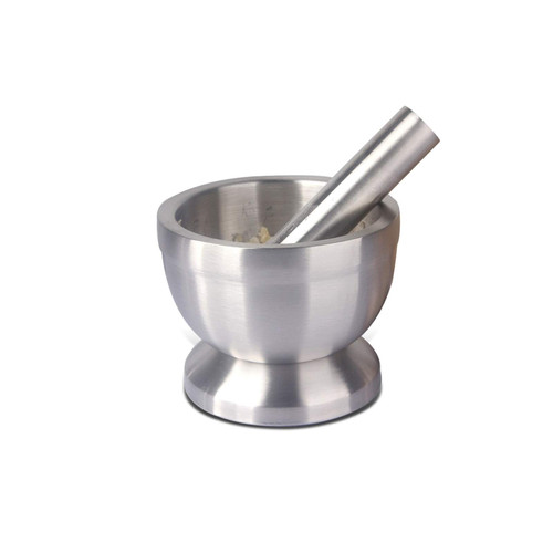 FURLOU Mortar and Pestle Set Stainless Steel Mortar and Pestle ?Household Grinding Manual Mortar with Lid?Spice Grinder Pill Crusher ?Herb Bowl?Pesto Powder Grinder Spice Herb Grinder Grinding (Size