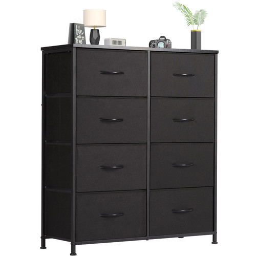 Dresser - Dresser for Bedroom Drawer Dresser Organizer Storage Drawers Fabric Storage Tower with 8 Drawers, Chest of Drawers with Fabric Bins, Steel Frame, Wood Top for Bedroom, Closet, Entryway