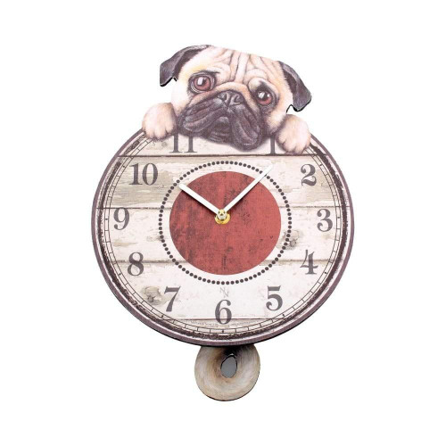 Nemesis Now Puggin' Tickin' Clock 25cm Ivory, MDF, One Size