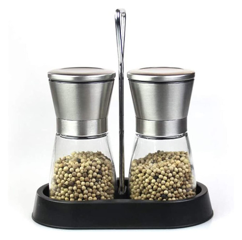 MOBAAK Salt and Pepper Grinder 2pc Salt and Pepper Grinder Mill Set Salt and Pepper Shakers Brushed Stainless Steel Glass Body Pepper Mill Grinder MOBAAK Salt and Pepper Grinder 2pc Salt and Pepper Grinder Mill Set Salt and Pepper Shakers Brushed Stainless Steel Glass Body Pepper Mill Grinder