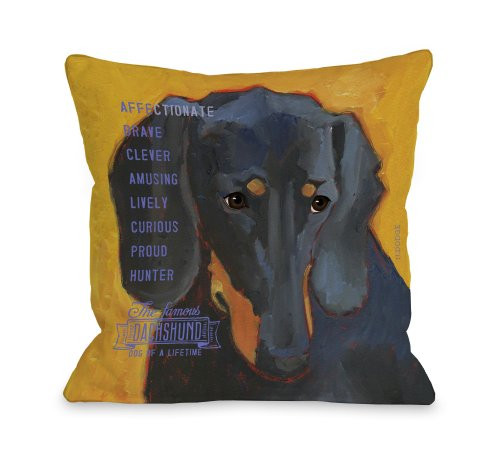 One Bella Casa Daschund 3 Throw Pillow, 20 by 20-Inch