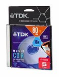 TDK 80-Minute CD-R Discs (5-Pack) (CDR80TWNML5TG) (Discontinued by Manufacturer)