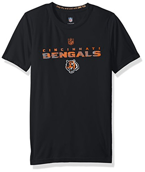 Outerstuff NFL Youth Boys Nebula Performance Short Sleeve Tee-Black-L(14-16), Cincinnati Bengals Outerstuff NFL Youth Boys Nebula Performance Short Sleeve Tee-Black-L(14-16), Cincinnati Bengals
