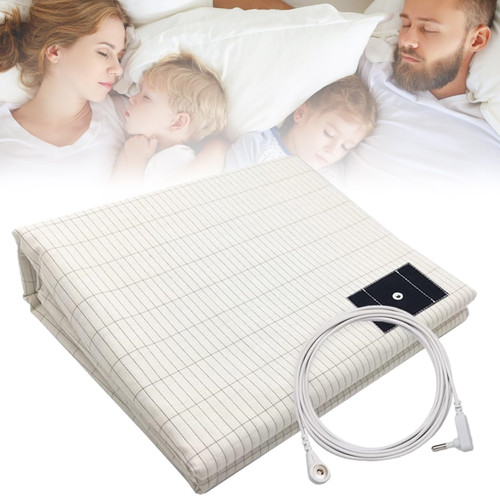 WAUZOBLE Grounding Sheets with Silver Fiber & Organic Cotton, Conductive Grounding Bed Sheets with 15ft Grounding Cord, Grounding Keep Good Sleep, Natural