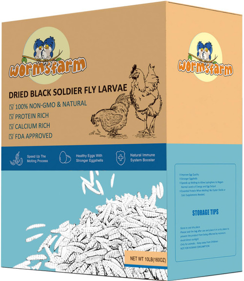 WormsFarm 10lb Black Soldier Fly Larvae for Chicken Snacks-Black Fly Larvae for Chickens Bulk-Chickens Treats for Laying Hens(10 Pound)