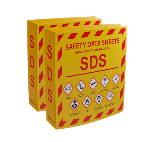 Yellow Safety (YS), 2-Pack, SDS Binder - 2024 Requirements, Heavy Duty 3 Inch, 3 Ring Safety Data Sheet SDS Binder