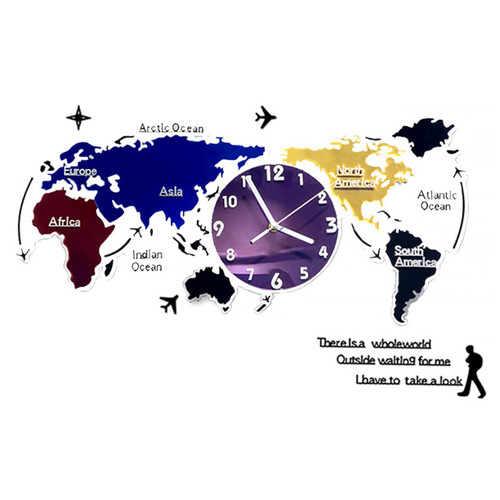 Ciieeo 1 Set World Map Wall Clock Small Home Wall Clock Wall Clock Decoration Creative Wall Clock Pendulum Clock Kids Night Light Wall Clock Art Craft Clock Office Movement Acrylic Watch