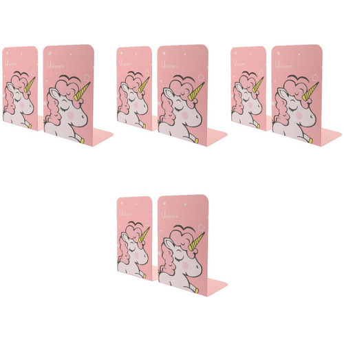 NUOBESTY 4 Pairs Cartoon bookends Decorative bookend Metal Book Magazine Holder Magazine File Holder Book Stand Desktop Organizer Classroom Organization Children's Book Iron Foldable Office