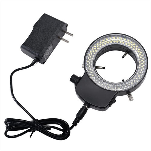 Microscope Accessories Kit for Adult Adjustable 144 LED Light Microscope Ring Light Illuminator Bright Lamp for Digital Stereo Microscope, with Adapter Accessory (Color : Black)