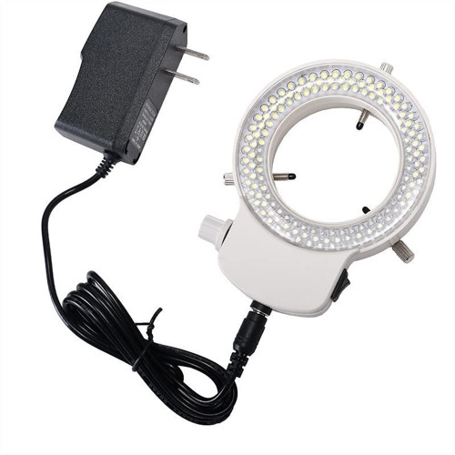 Microscope Accessories Kit for Adult Adjustable 144 LED Light Microscope Ring Light Illuminator Bright Lamp for Digital Stereo Microscope, with Adapter Accessory (Color : White)