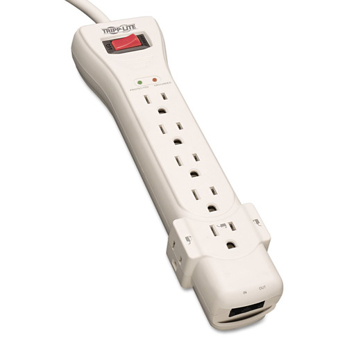 Tripp Lite SUPER7TEL SUPER7TEL Surge Suppressor, 7 Outlets, 7 ft Cord, 2520 Joules, Light Gray