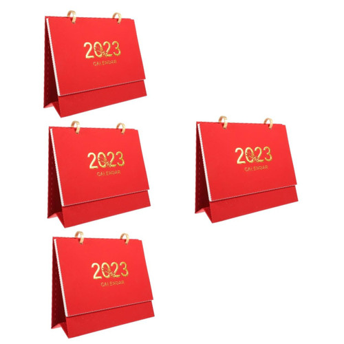 TEHAUX 4pcs 2023 Desk Calendar 2023 Flip Calendar Tabletop 2023 Calendar Desk Pad Calendar 2023 Year Planner Desktop English Calendar Desktop Calendar 2023 Paper Office Spiral Ornaments