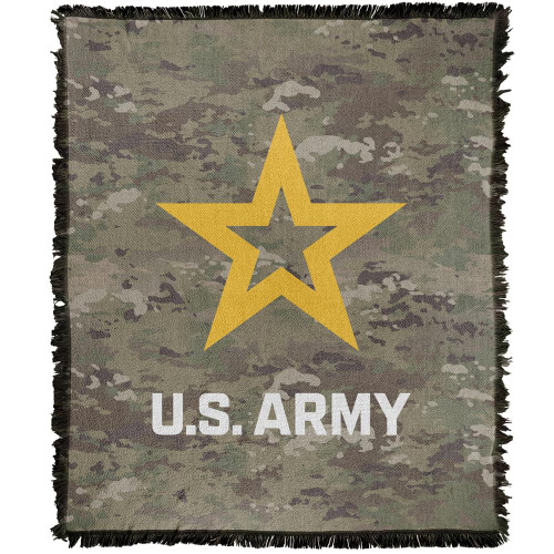 LOGOVISION Army Blanket, 50"x60" Patch Woven Tapestry Cotton Blend Fringed Throw