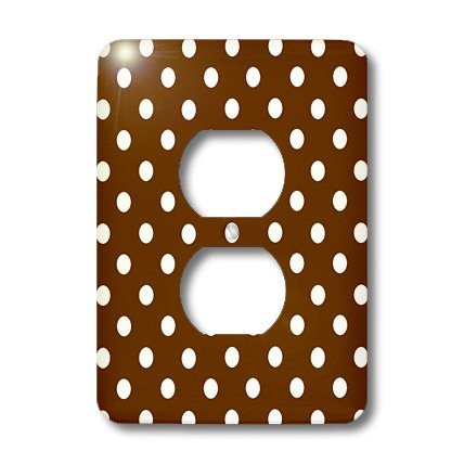 3dRose lsp_35548_6 Brown and white Polka Dot Print 2 Plug Outlet Cover Green