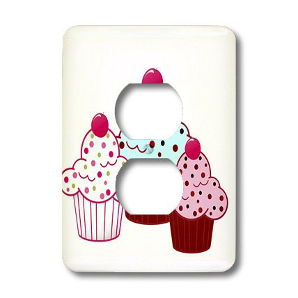 3dRose lsp_35928_6 Trio of Cupcakes 2 Plug Outlet Cover