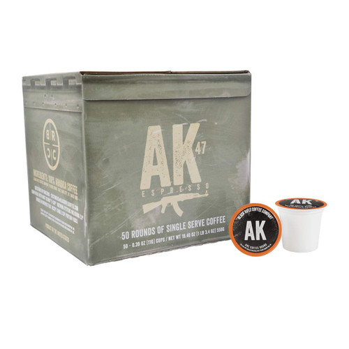 Black Rifle Coffee Company AK Espresso, Medium Roast Coffee Pods, 50 Single Serve Coffee Pods Black Rifle Coffee Company AK Espresso, Medium Roast Coffee Pods, 50 Single Serve Coffee Pods