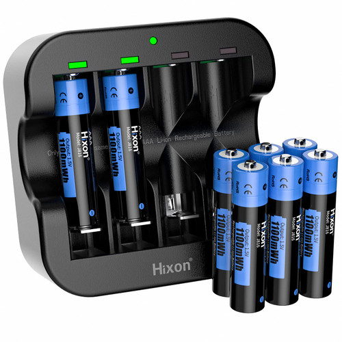 Rechargeable Lithium Batteries AAA with Charger,Hixon 1100mWh High-Capacity Triple AAA Rechargeable Battery,1600 Cycles,Constant 1.5V Rechargeable Batteries(8AAA+1Charger)