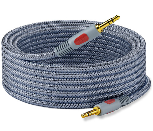 Ruaeoda 3.5mm Aux Audio Cable 200 ft,Braid 3.5mm to 3.5 mm Stereo Audio Cable 1/8 Shielded AUX Headphone Cable Extension Male to Male Outdoor Auxillary Stereo Audio Cable Cord