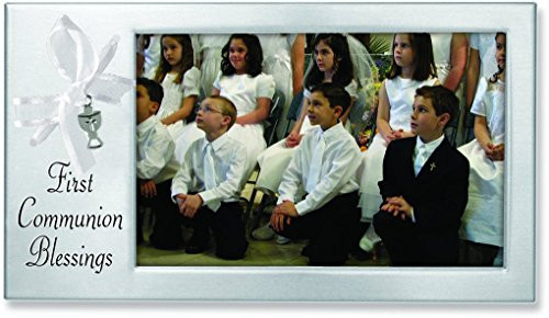 Cathedral Art RF111 First Communion Blessings Satin Silver Ribbon Picture Frame, 8 by 5-Inch