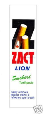 Zact Lion Smokers Toothpaste White Teeth Refresh 160 G. Made From Thailand