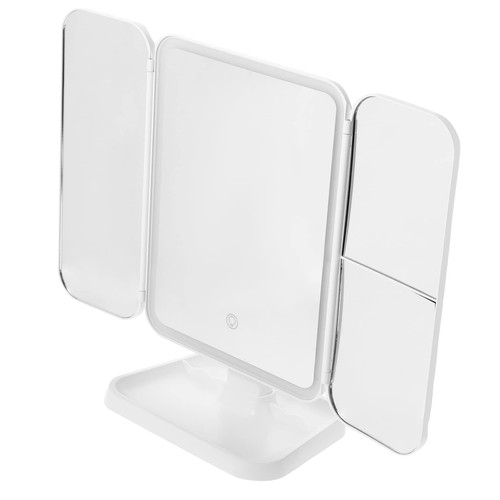 Mipcase 1pc Led Vanity Mirror Standing Creative Magnifying Mirror Dressing Table Mirror Vanity Makeup Mirror Travel Led Makeup Mirror Chic Table Mirror Desk Multifunction Abs White Miss
