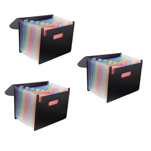 Ciieeo 3 Pcs Storage Rack Accordion Expanding File Pockets Expandable Folder Fireproof File Folders Desktop Organizer Plastic Folders Bills Storage Organizer Student Receipt High Capacity