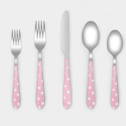 SEELLODGE Silverware Flatware Cutlery Set, 5/20/30/40 Piece Steak Handle Stainless Steel Knife, Fork And Spoon Cutlery Set Cutlery Knife, Fork And Spoon (Color : Pink, Size : 4Set-20Pcs)
