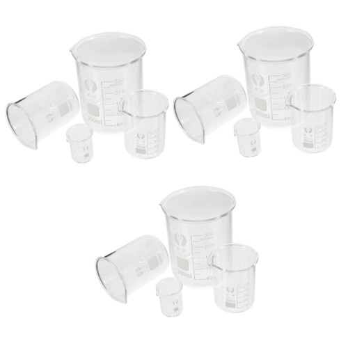 Baluue 12 Pcs Glass Beaker Glass Graduated Beaker Measuring Jug Graduated Measuring Beakers Epoxy Cup Liquid Lab Beaker 50 Ml Beaker Laboratory Beaker Laboratory Glassware Scale