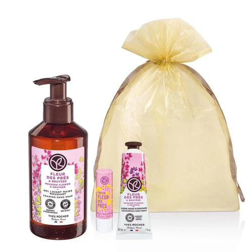 Yves Rocher Meadow Flowers and Heather Foaming Hand Soap, Moisturizing Hand Cream and Lip Balm Set Yves Rocher Meadow Flowers and Heather Foaming Hand Soap, Moisturizing Hand Cream and Lip Balm Set