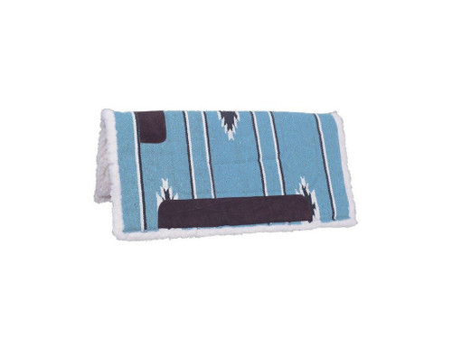 Tough 1 Square Saddle Pad/Fleece Bottom, Teal/Black/Cream, 30 x 30