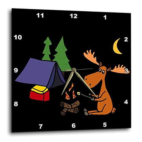 3D Rose Cool Funny Moose Camping and Roasting Marshmallows Wall Clock, 10" x 10" 3D Rose Cool Funny Moose Camping and Roasting Marshmallows Wall Clock, 10" x 10"