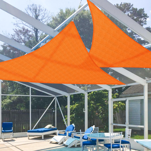E&K Sunrise 5' x 6' x 8' Sun Shade Sail Right Triangle Canopy Shade Cover UV Block for Pergola Patio Backyard Garden Outdoor (Orange)