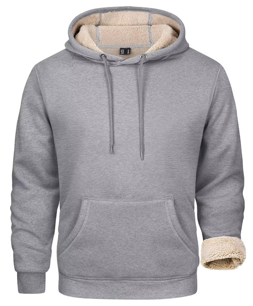 MAGCOMSEN Pullover Hoodie Men Cotton Fleece Sweatshirts for Men Athletic Sweatshirts Mens Hoodies Big and Tall Winter Fleece Pullover Hoodie Men Light Grey