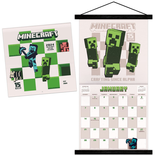 2024 Minecraft - 15 Year Anniversary Collector's Edition Calendar & Magnetic Frame