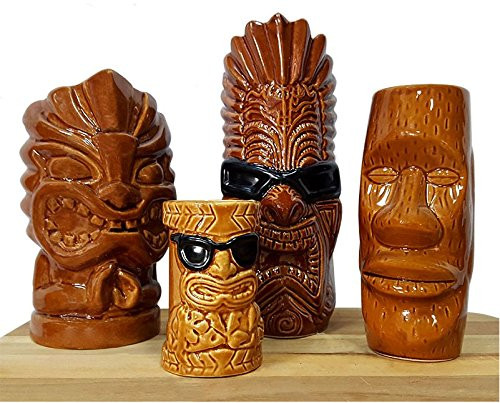 BarConic Tiki Mugs Drinkware Package 1 - Set of 4