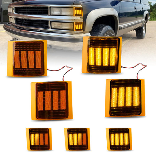 Bestview LED Front Corner Light for Chevy C/K C10 1500 2500 3500/Chevy Silverado Tahoe Blazer Suburban GMC Pickup Truck 1994-1998,Dynamic Amber Led Side Marker Signal Lamps Kit, 4PCS (Amber Lens) Bestview LED Front Corner Light for Chevy C/K C10 1500 2500 3500/Chevy Silverado Tahoe Blazer Suburban GMC Pickup Truck 1994-1998,Dynamic Amber Led Side Marker Signal Lamps Kit, 4PCS (Amber Lens)