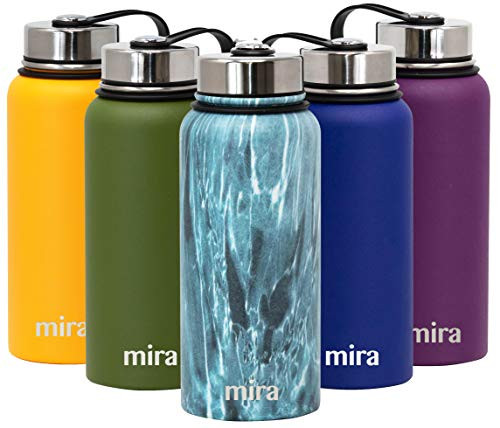 MIRA 32 Oz Stainless Steel Vacuum Insulated Wide Mouth Water Bottle | Thermos Keeps Cold for 24 hours, Hot for 12 hours | Double Wall Powder Coated Travel Flask | Blue Granite MIRA 32 Oz Stainless Steel Vacuum Insulated Wide Mouth Water Bottle | Thermos Keeps Cold for 24 hours, Hot for 12 hours | Double Wall Powder Coated Travel Flask | Blue Granite